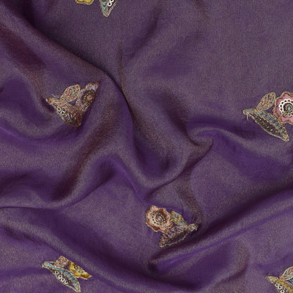 Purple Color Tissue Booti Fabric