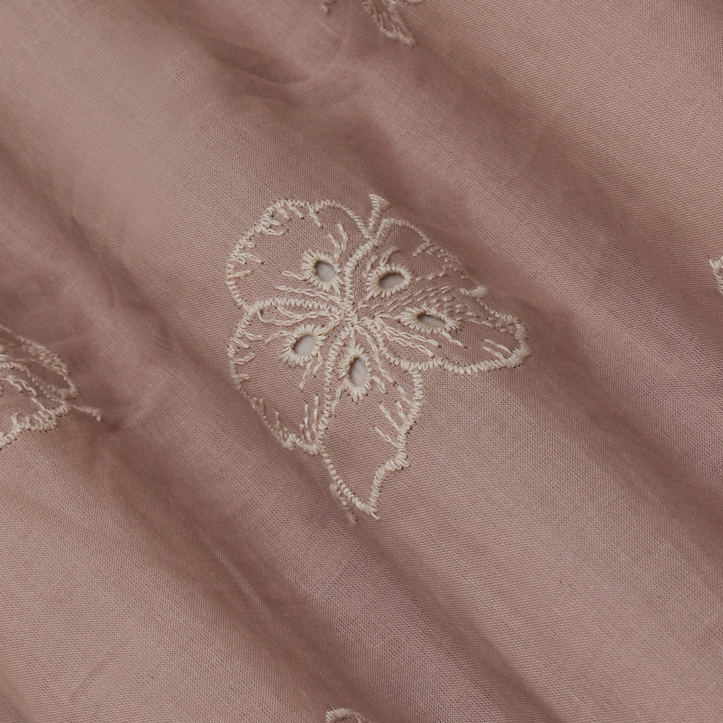 Pale Pink Color Cotton Chikan Embroidery Fabric
