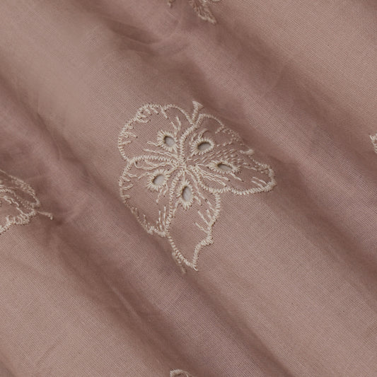 Pale Pink Color Cotton Chikan Embroidery Fabric