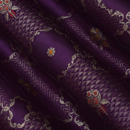 Purple Color Katan Meena Brocade Fabric
