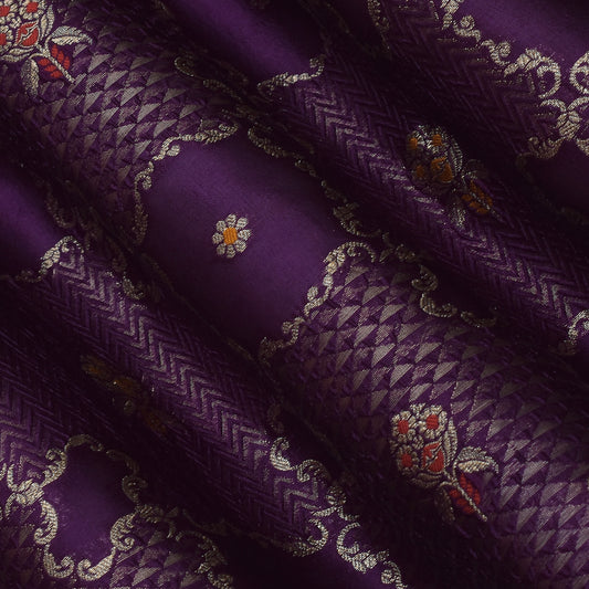 Purple Color Katan Meena Brocade Fabric