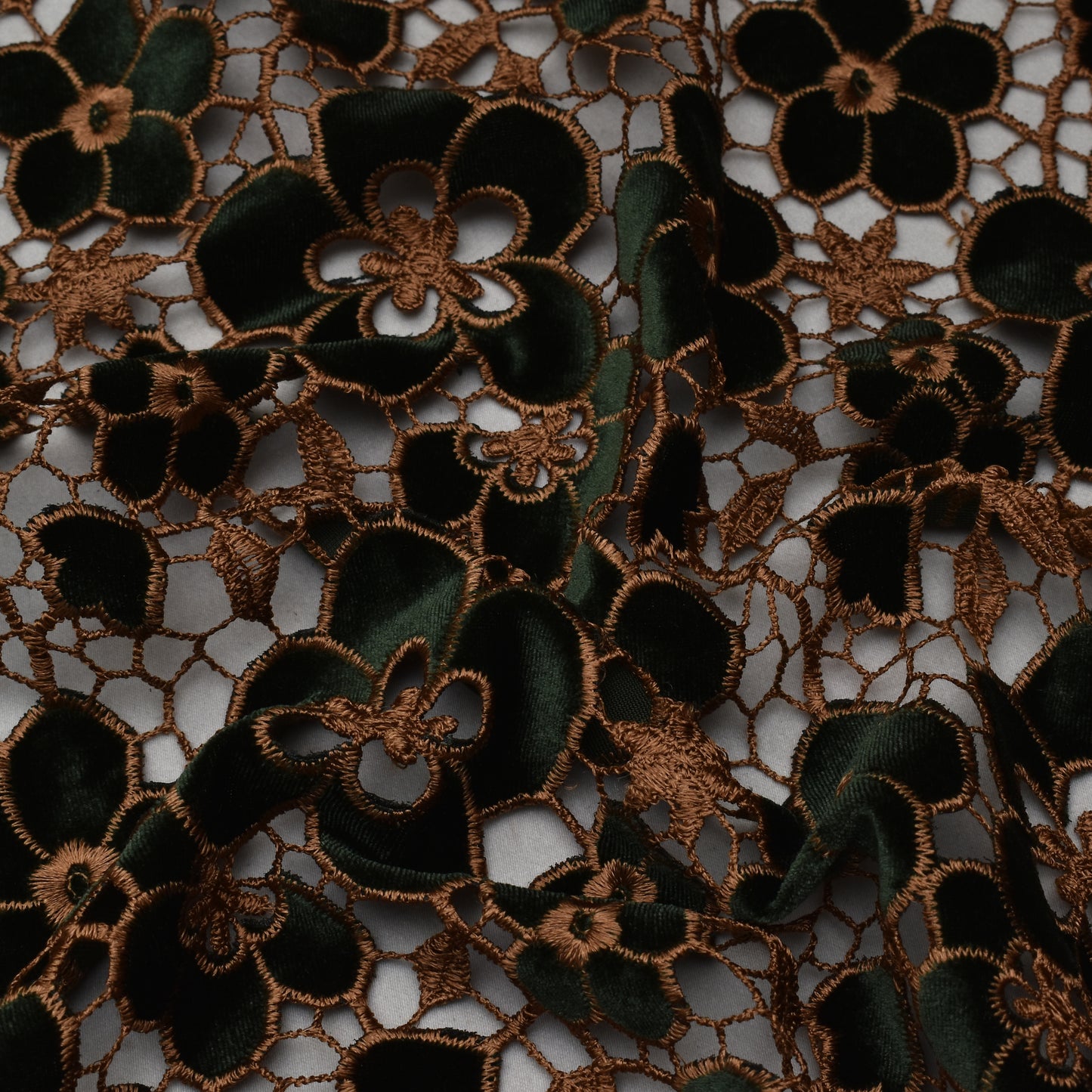 Green Color Velvet Cut Work Fabric