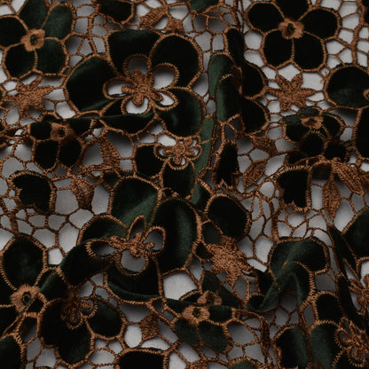Green Color Velvet Cut Work Fabric
