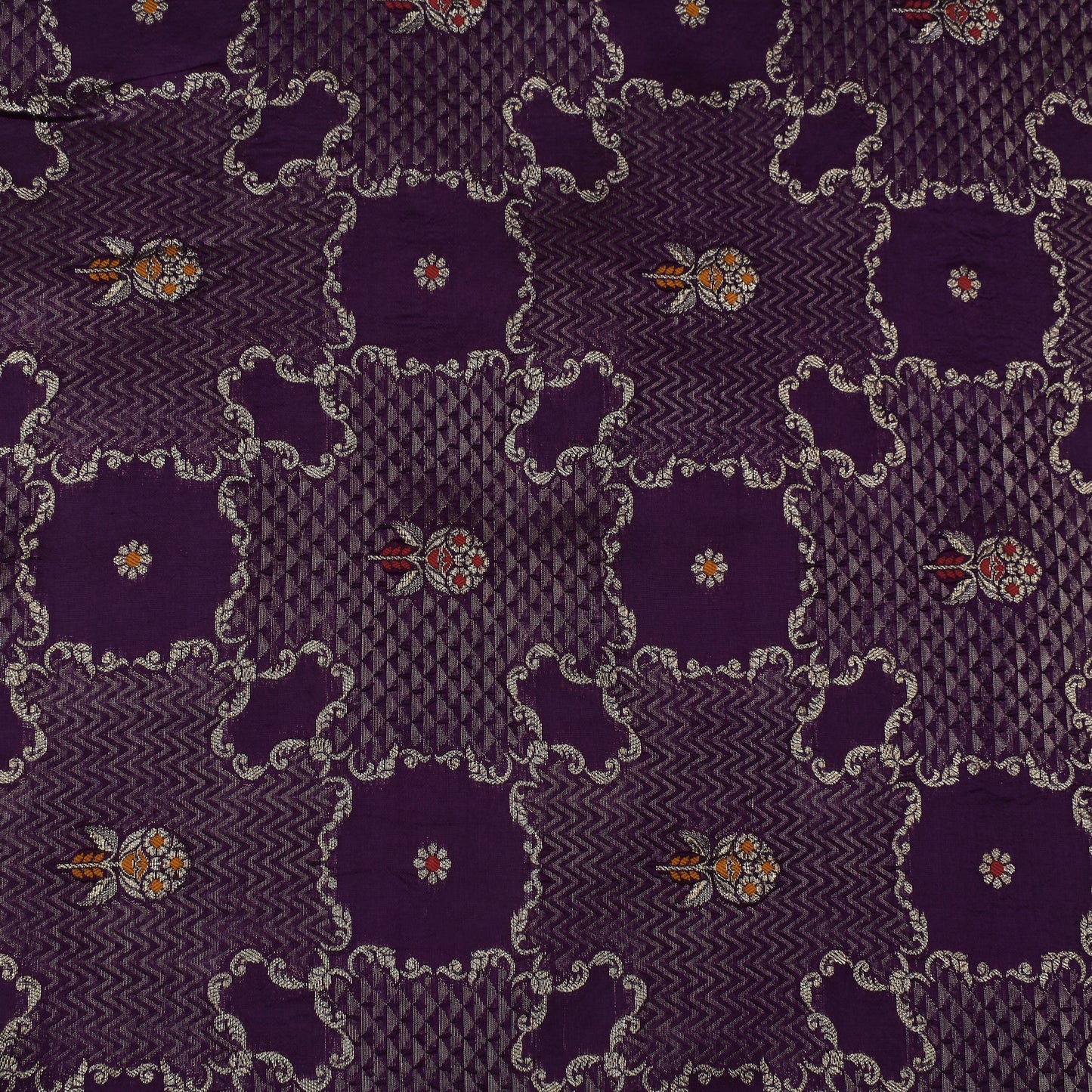 Purple Color Katan Meena Brocade Fabric