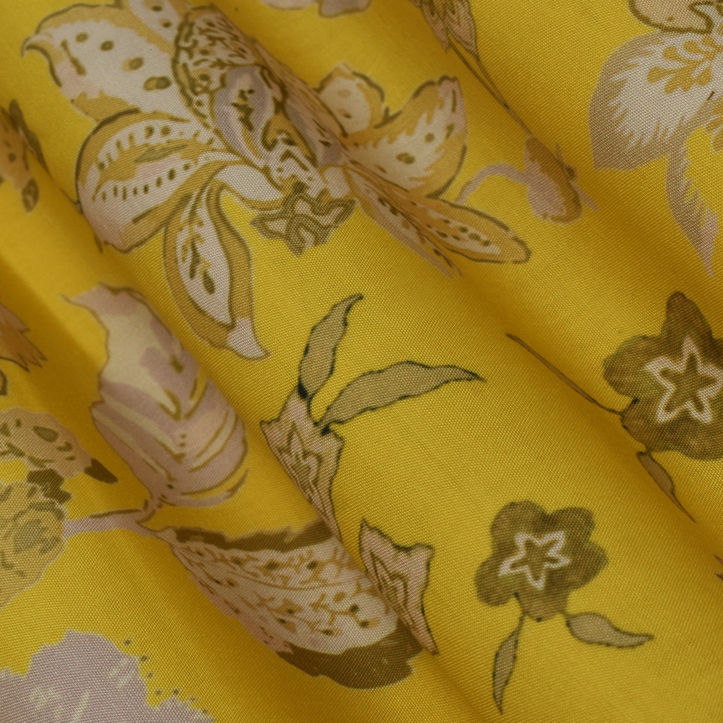 Yellow Color Cotton Print Fabric