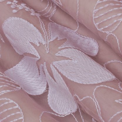 Baby Pink Color Organza Embroidery Fabric