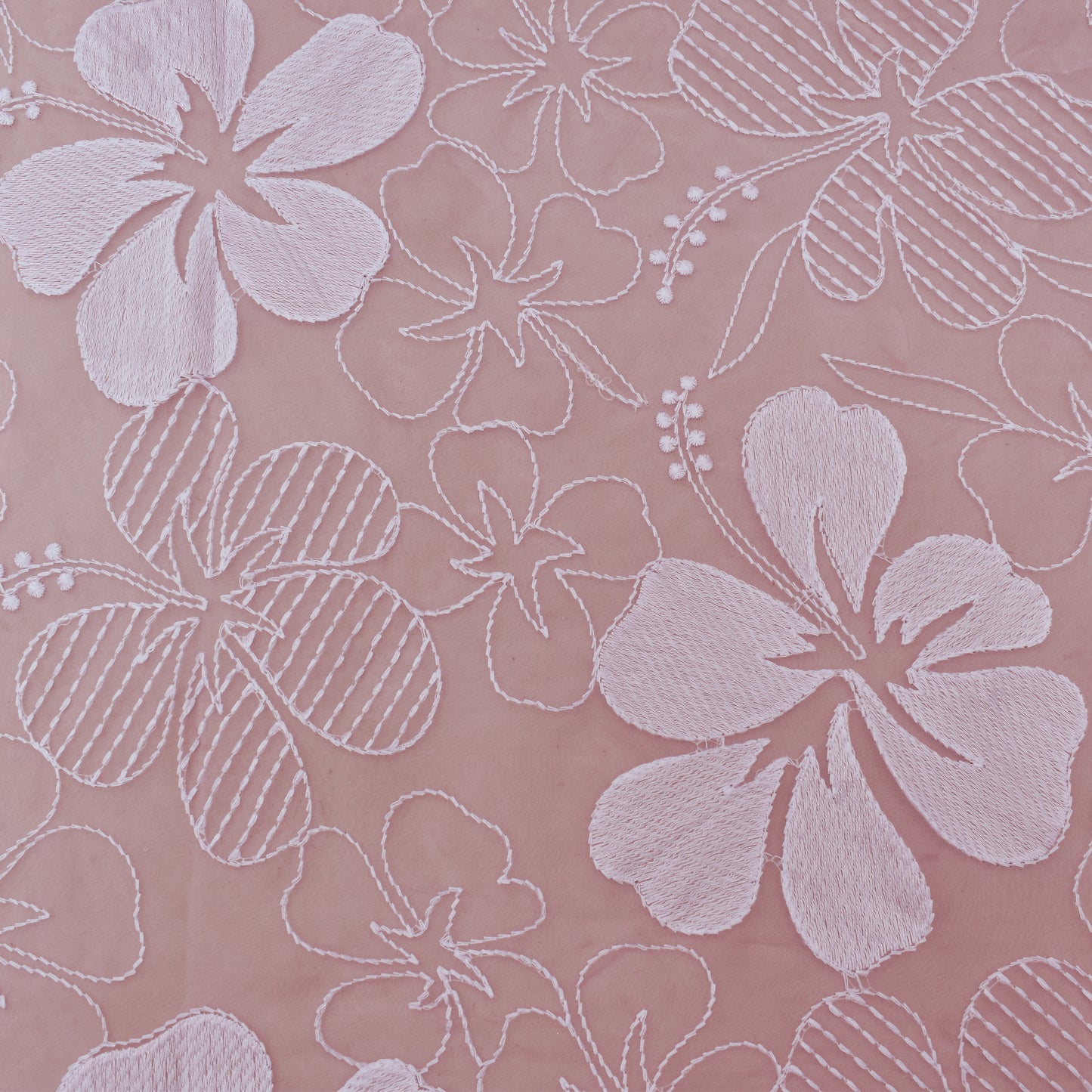 Baby Pink Color Organza Embroidery Fabric