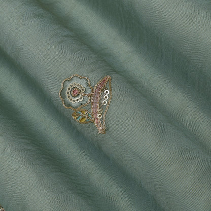 Mint Green Color Tissue Booti Fabric