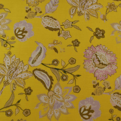 Yellow Color Cotton Print Fabric