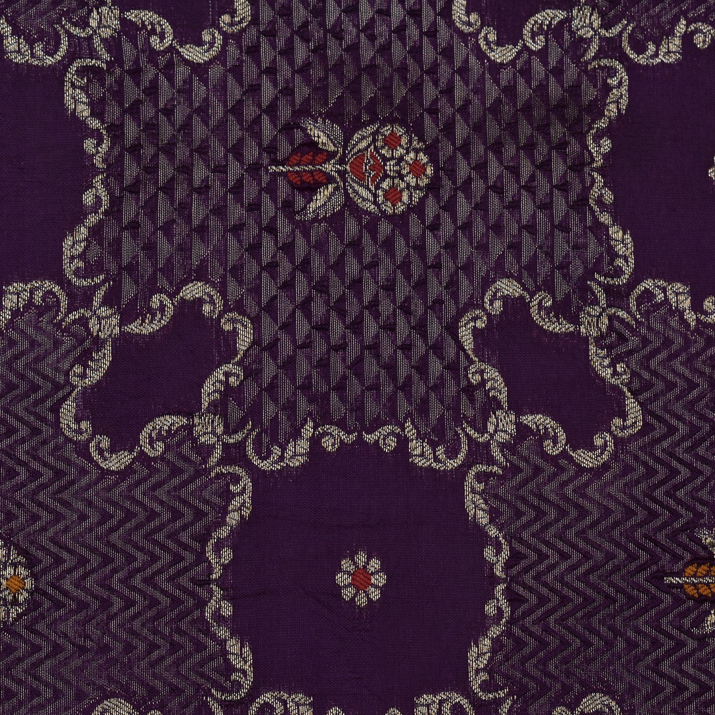 Purple Color Katan Meena Brocade Fabric