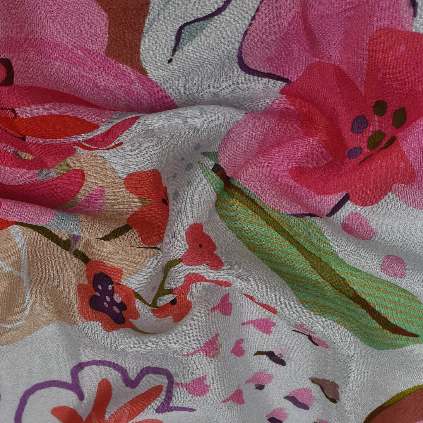 Multicolor Chinon Floral Print Fabric