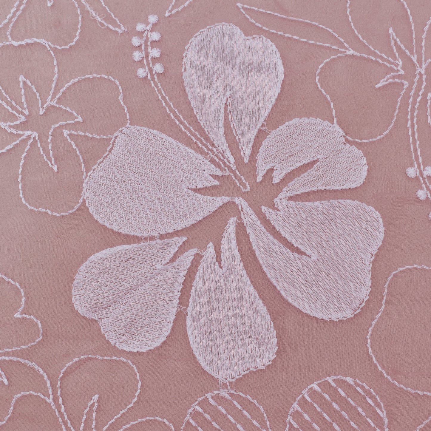 Baby Pink Color Organza Embroidery Fabric