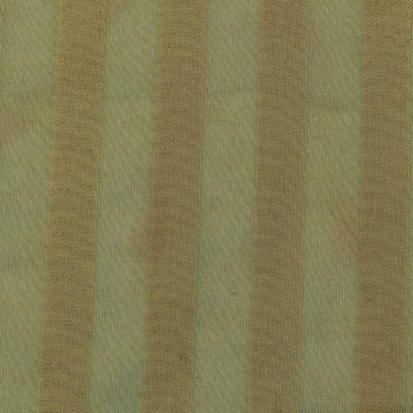 Green Color Organza Zari Stripe Fabric