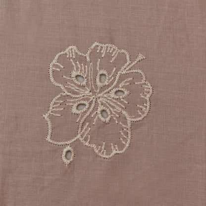 Pale Pink Color Cotton Chikan Embroidery Fabric