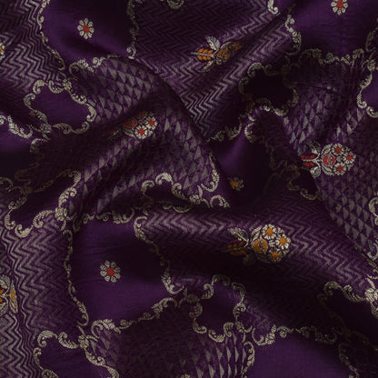 Purple Color Katan Meena Brocade Fabric