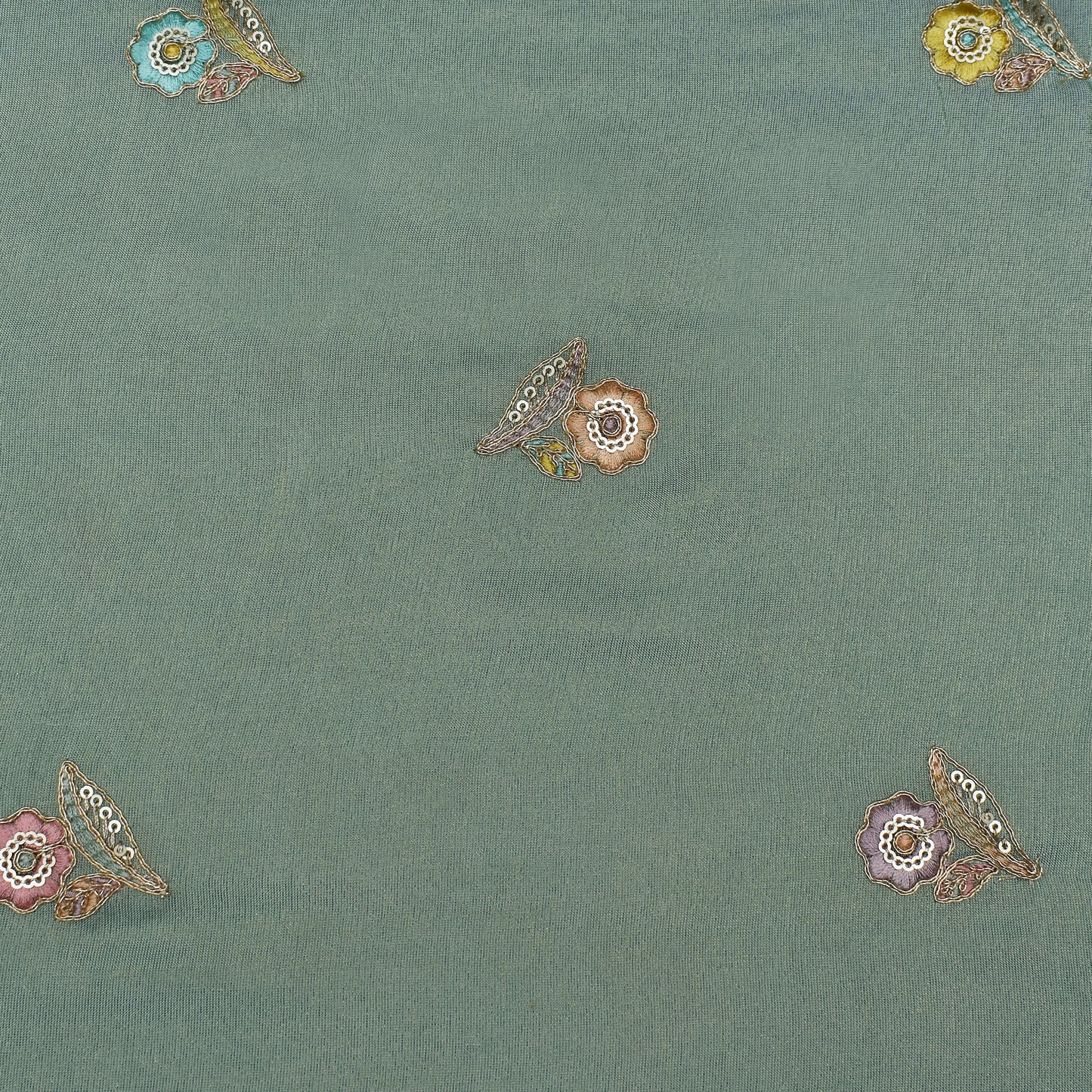 Mint Green Color Tissue Booti Fabric