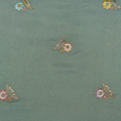 Mint Green Color Tissue Booti Fabric