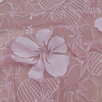 Baby Pink Color Organza Embroidery Fabric