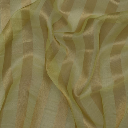 Green Color Organza Zari Stripe Fabric