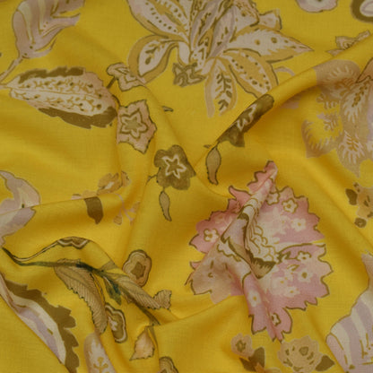 Yellow Color Cotton Print Fabric