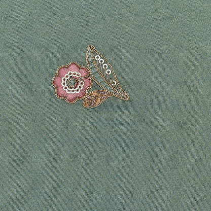 Mint Green Color Tissue Booti Fabric