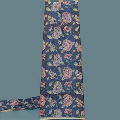 Multi Color Linen Print Cutwork Fabric