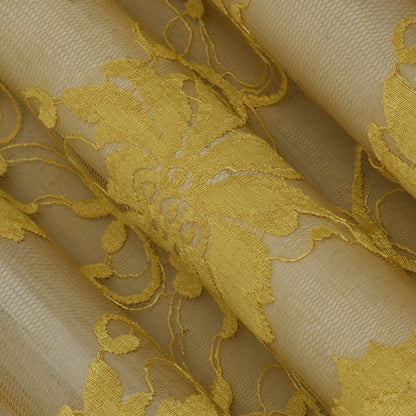 Yellow Color Chantilly Lace Fabric