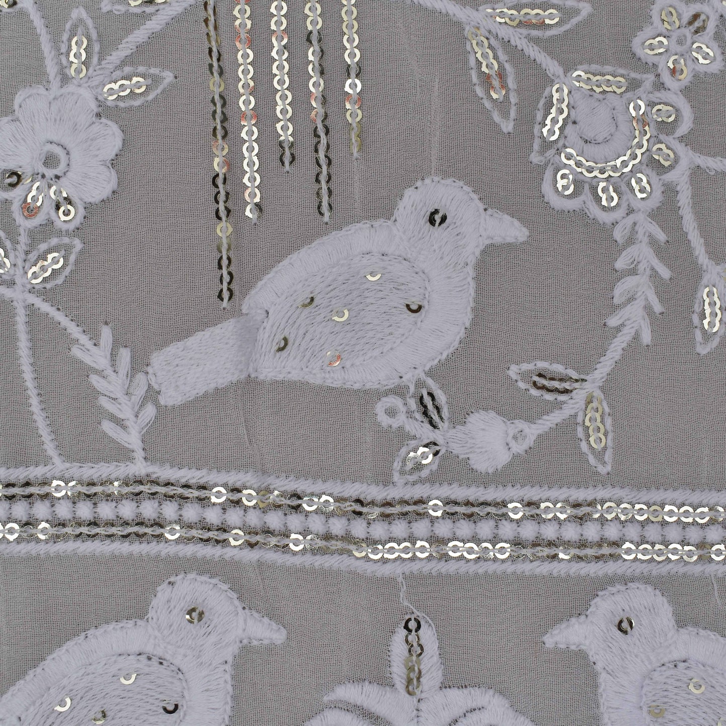 White Color Georgette Embroidery Fabric