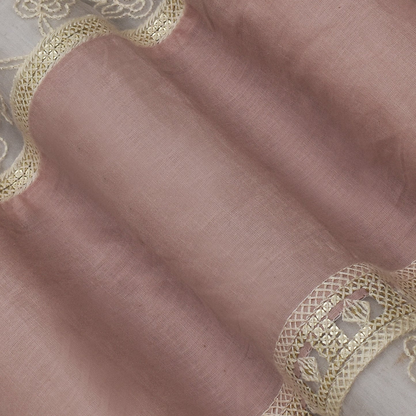 Pale Pink Color Cotton Plazo Embroidery Fabric