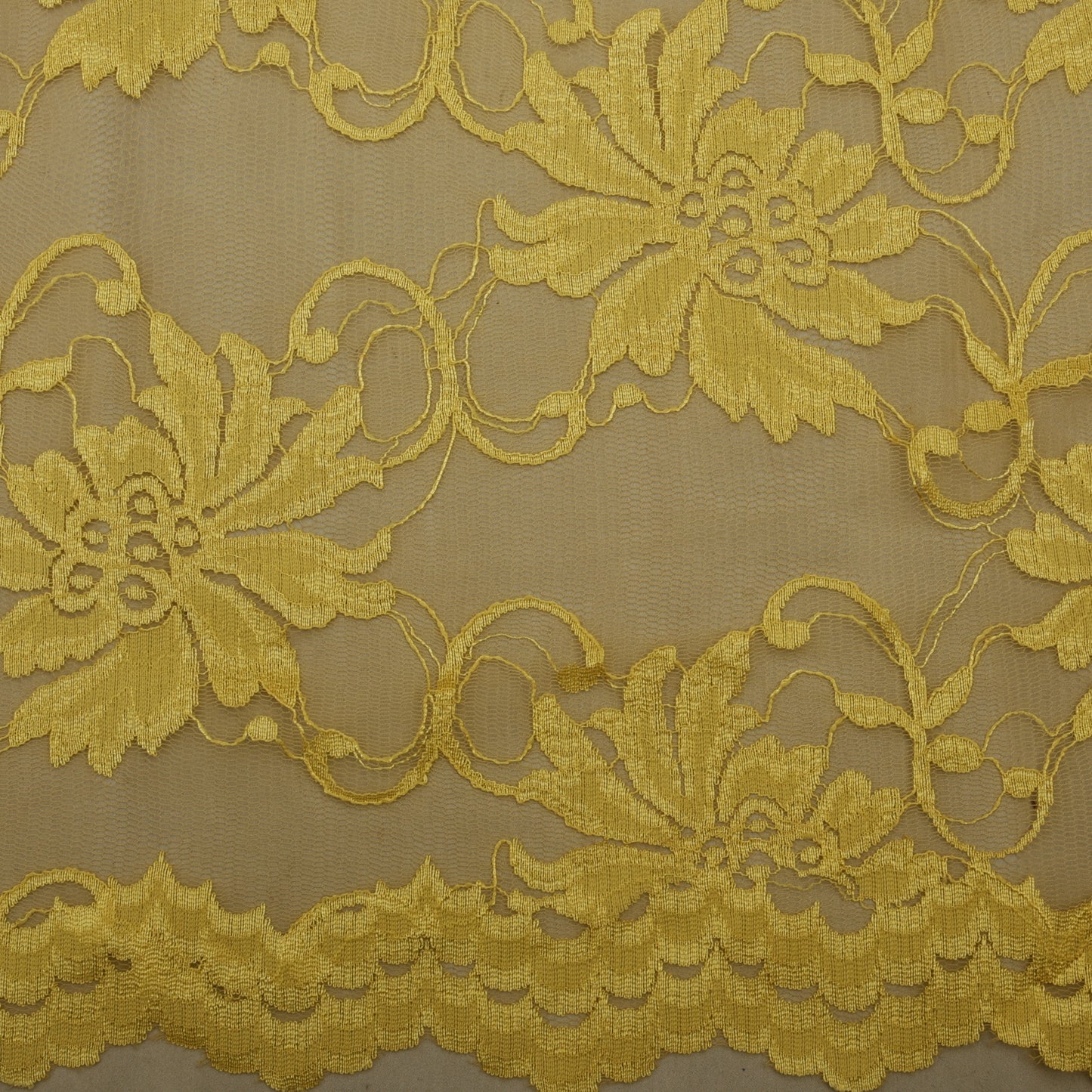 Yellow Color Chantilly Lace Fabric