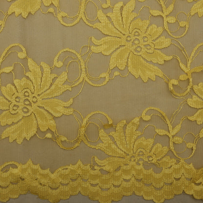 Yellow Color Chantilly Lace Fabric