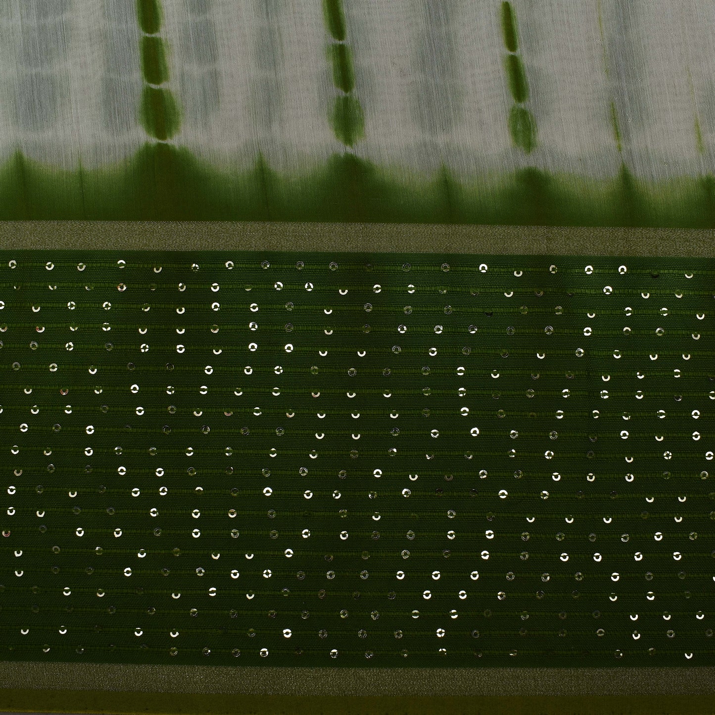 Multi Color Chanderi Tie & Die Border Embroidery Fabric