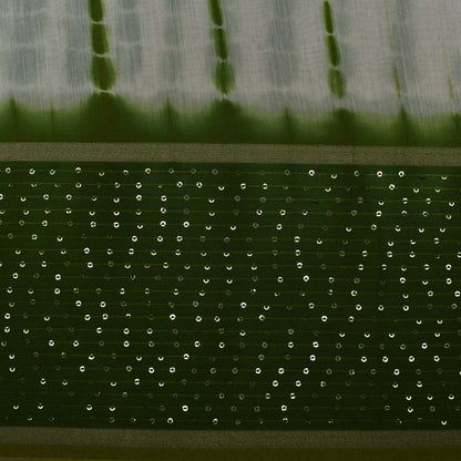 Multi Color Chanderi Tie & Die Border Embroidery Fabric