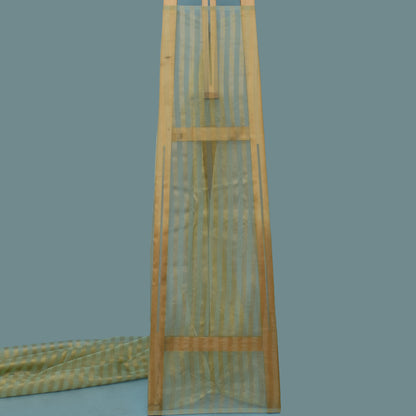 Green Color Organza Zari Stripe Fabric