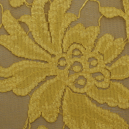 Yellow Color Chantilly Lace Fabric