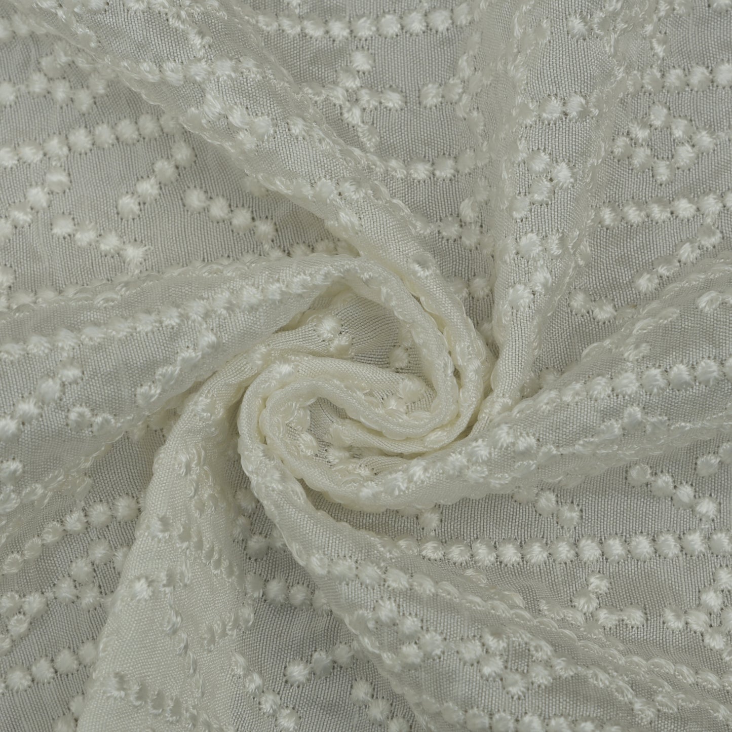 White Color Slub Silk Embroidery Fabric