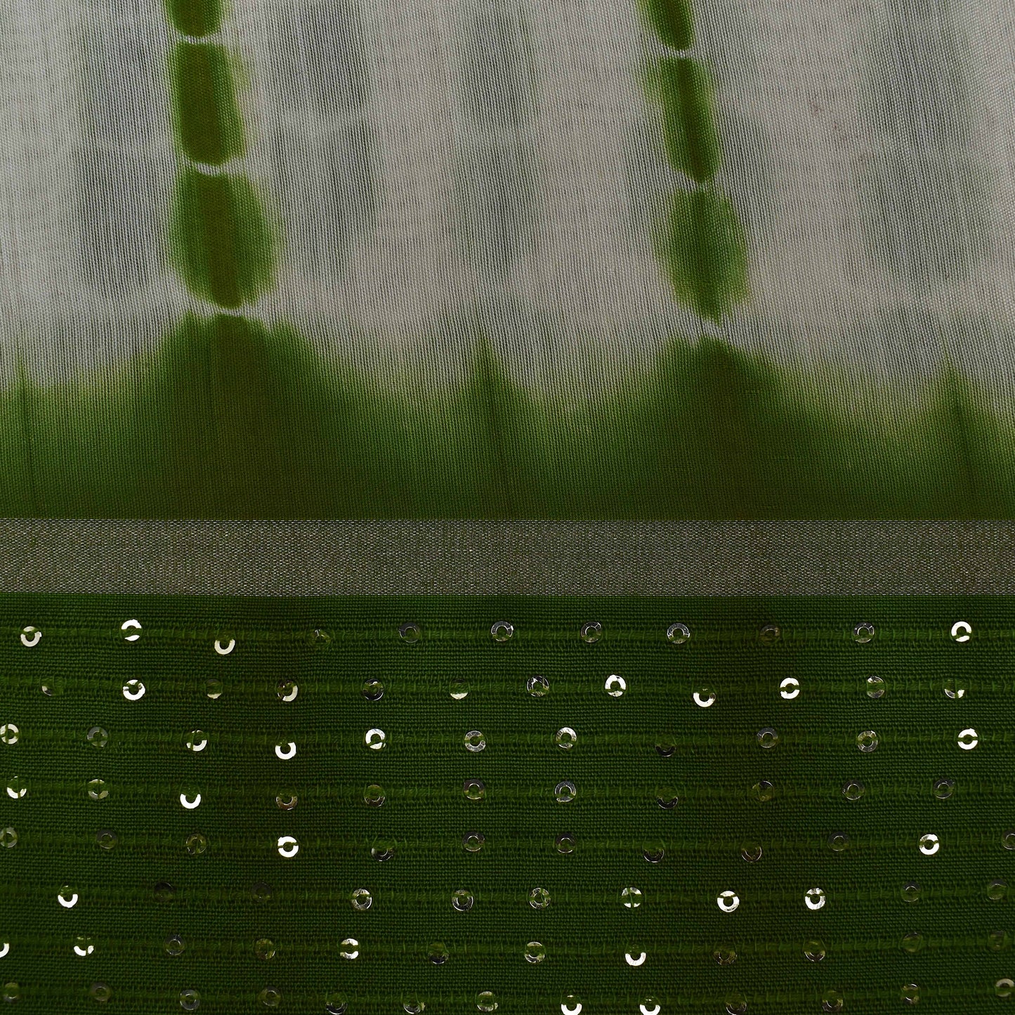 Multi Color Chanderi Tie & Die Border Embroidery Fabric