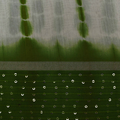 Multi Color Chanderi Tie & Die Border Embroidery Fabric