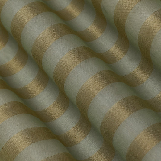 Green Color Organza Zari Stripe Fabric