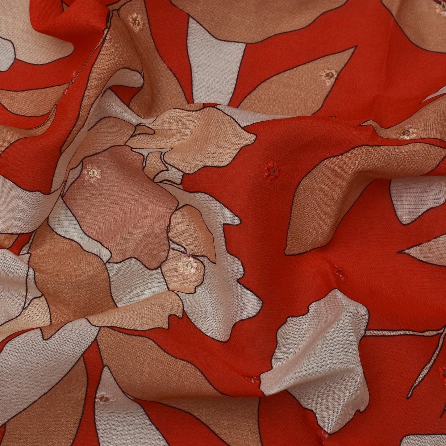 Multi Color Mulmul Print Booti Fabric