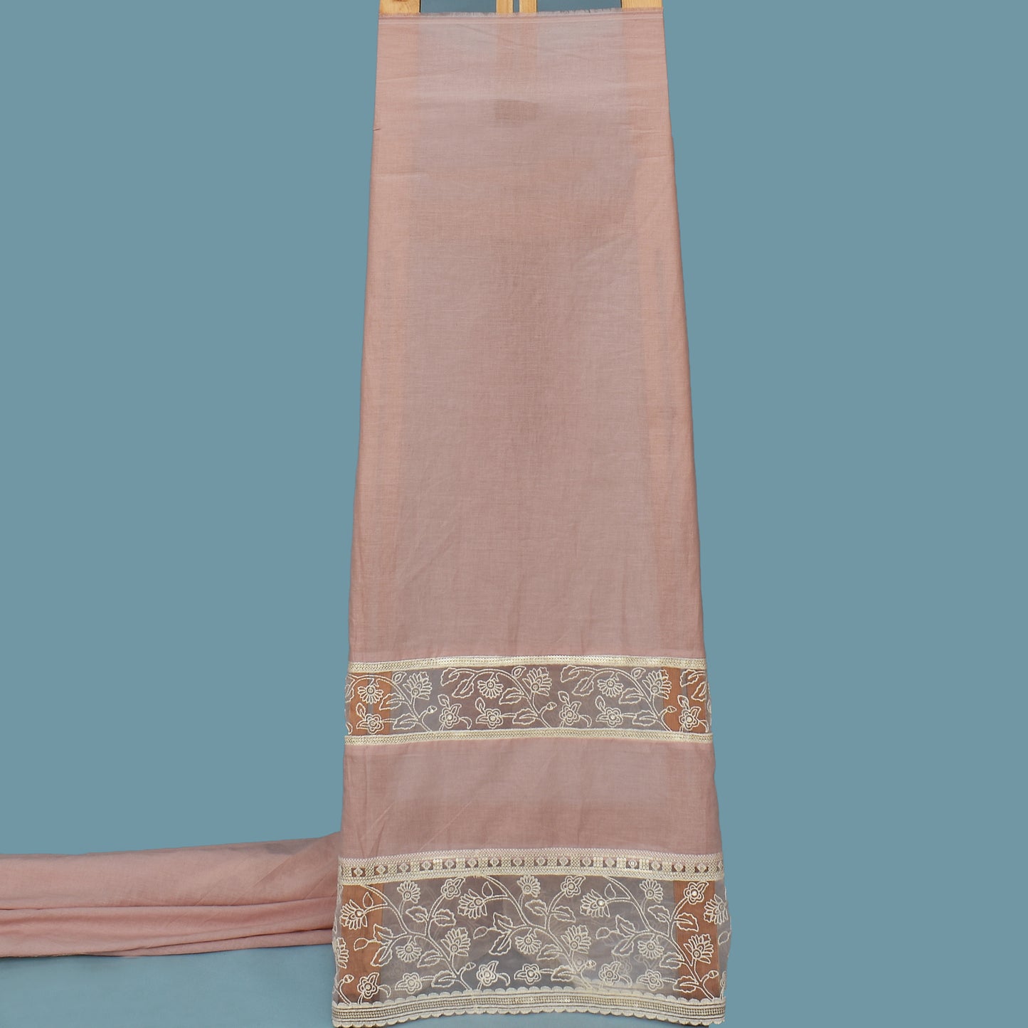 Pale Pink Color Cotton Plazo Embroidery Fabric