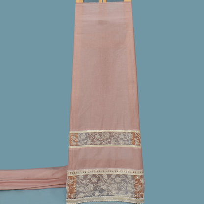 Pale Pink Color Cotton Plazo Embroidery Fabric