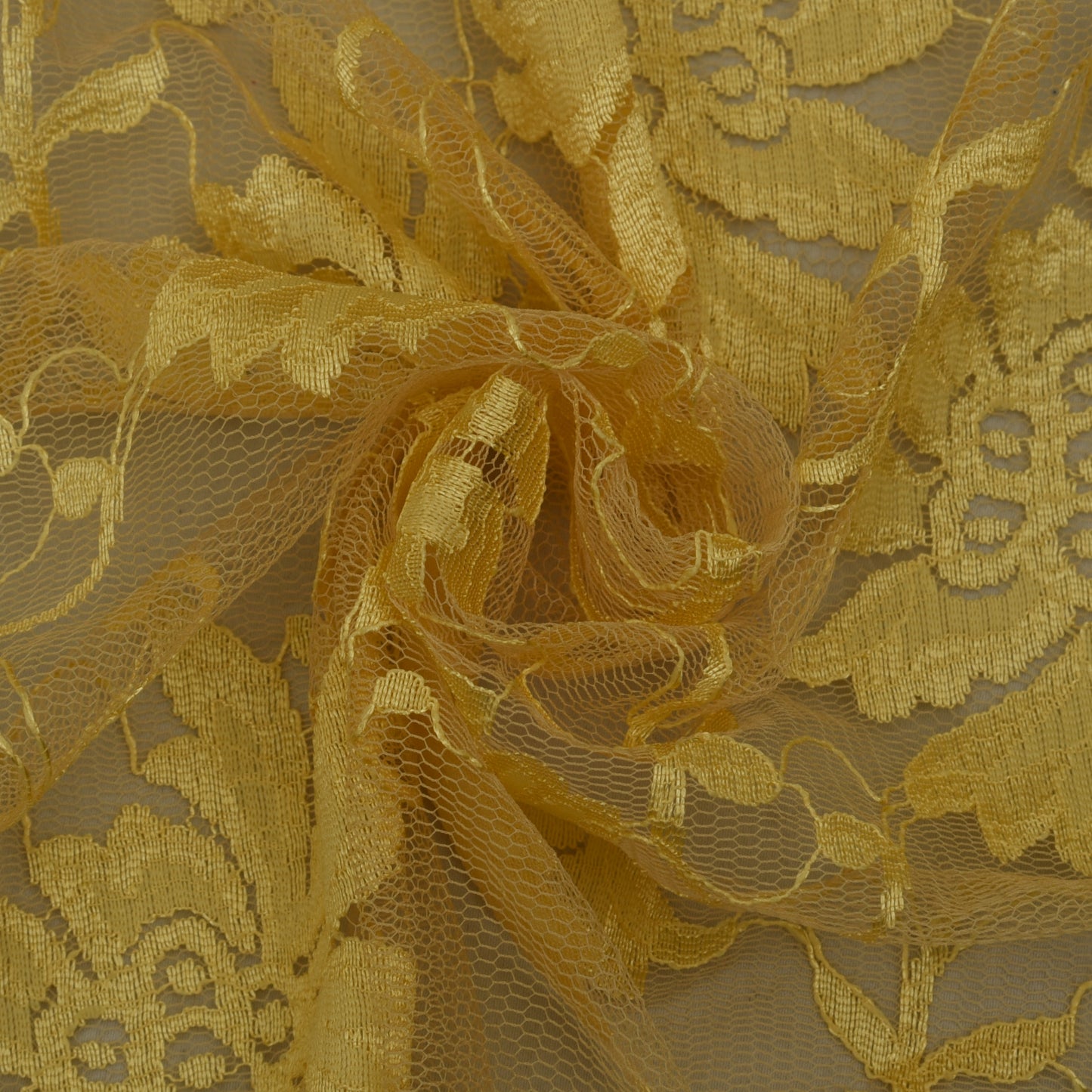 Yellow Color Chantilly Lace Fabric