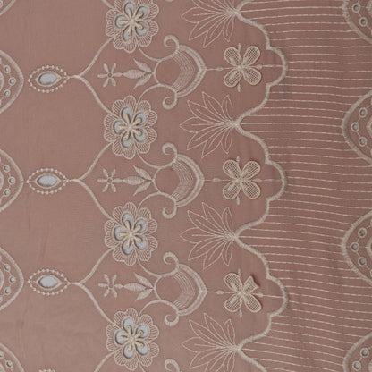 Peach Color Crepe Embroidery Fabric