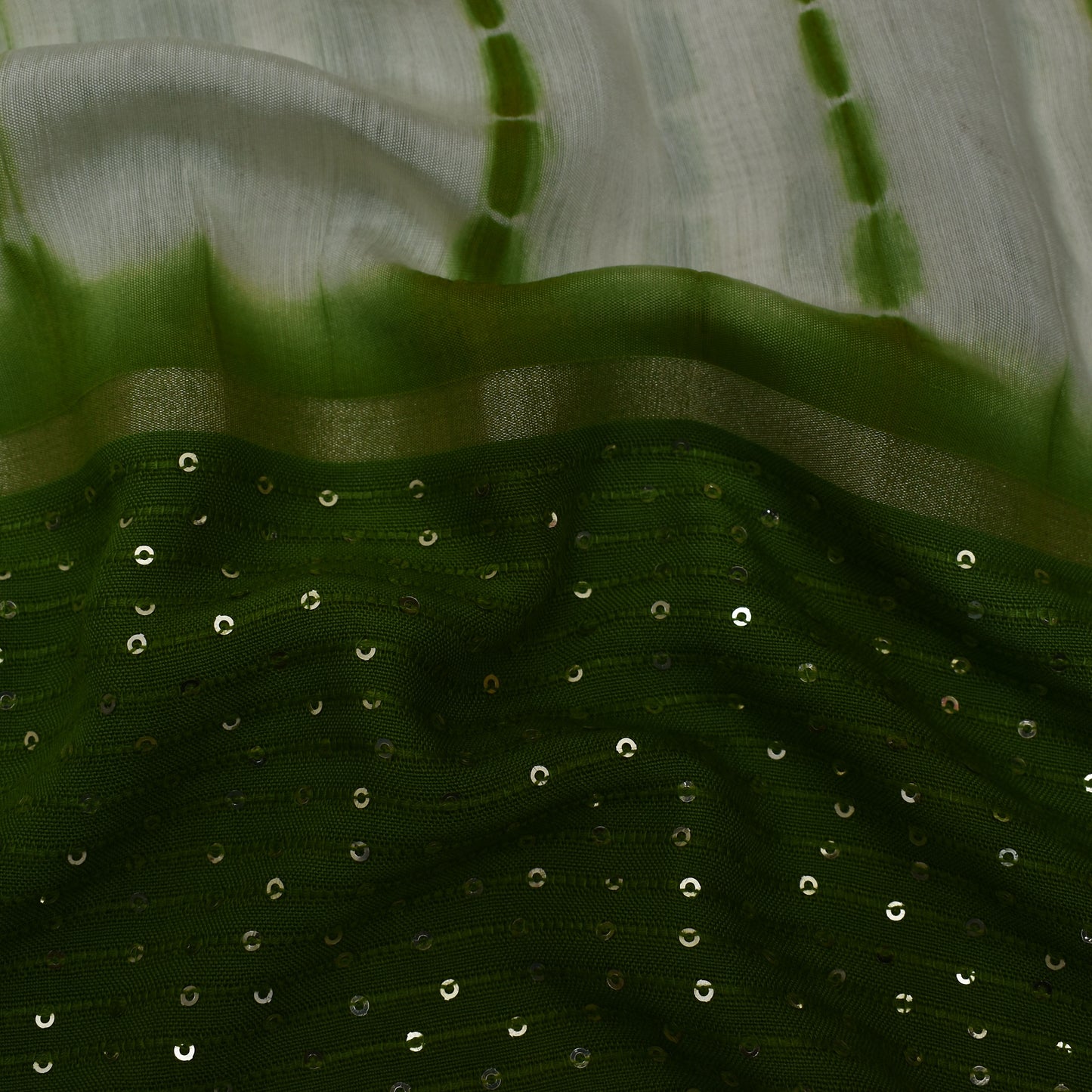 Multi Color Chanderi Tie & Die Border Embroidery Fabric