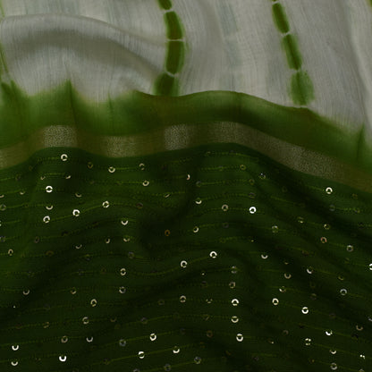 Multi Color Chanderi Tie & Die Border Embroidery Fabric