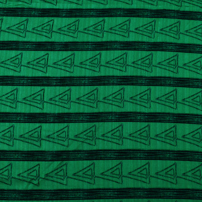 Green Color Tussar Silk Print Fabric