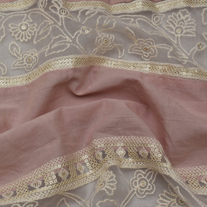 Pale Pink Color Cotton Plazo Embroidery Fabric