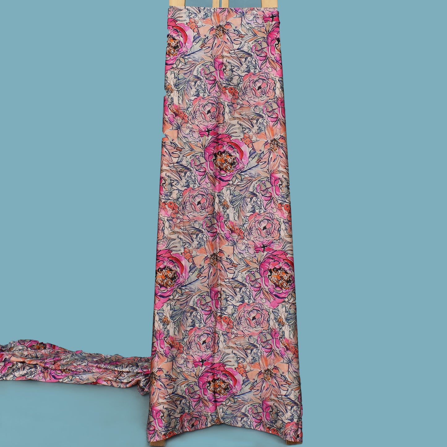 Multi Color Satin Silk Hydra Print Fabric