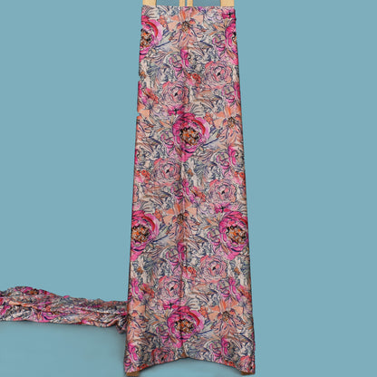 Multi Color Satin Silk Hydra Print Fabric